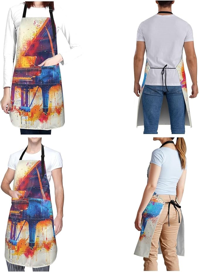 Kitchen Aprons for Men Women Waterproof Apron with 2 Pockets Cool Steampunk Gears Apron Adjustable Bib Aprons
