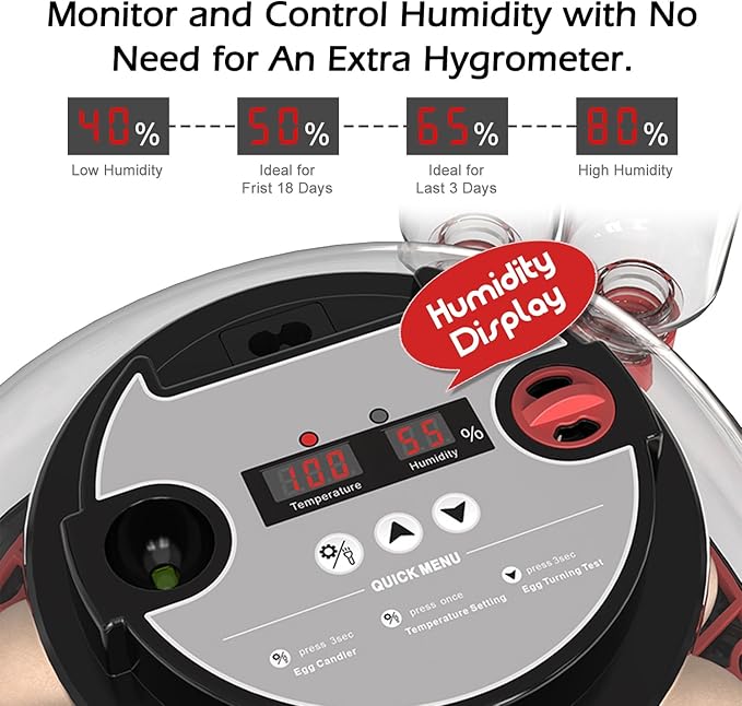 Smart Chicken Incubators for Hatching Eggs with Automatic Turner Small Poultry Duck Quail 12 Egg Incubator Temperature Control Display Hatcher Machine (M12 Pro)