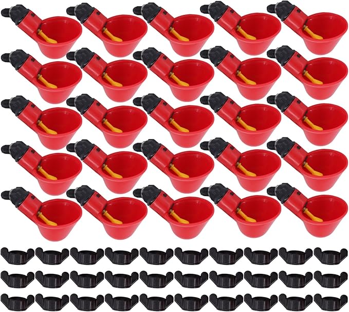 MOTOKU Poultry Quail Chicken Hen Duck Automatic Water Drinking Cups Waterer Drinker with Nuts 30 Pack