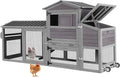 80.5’’ Large Chicken Coop with Run, Mobile Chicken House with Nesting Box and Leakproof Pull-on Tray, Wooden Hen Poultry Cage with Waterproof Roof for 2 to 4 Chickens, Chicken Tractor with Wheels