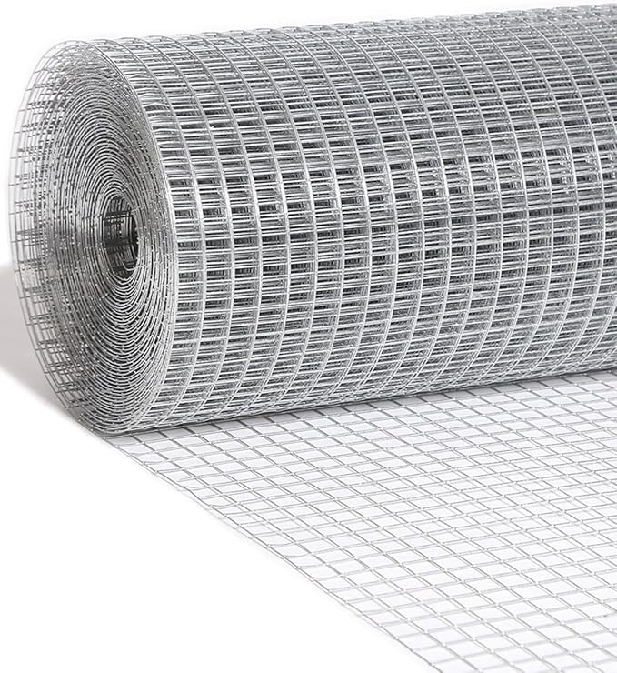 Hardware Cloth 1/2 inch 24 inch x 50 Foot 19 Gauge, Hot-Dip Galvanized After Welding, Chicken Wire Mesh Roll Welded Wire Fencing Garden Fencing Gopher Guard