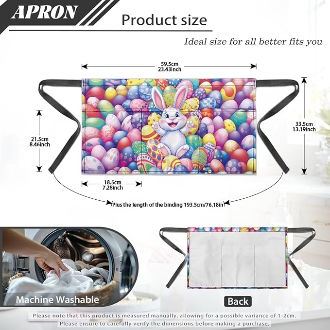 Waist Apron with 3 Pockets Waterproof 13 Inch Short Half Waist Aprons Women Men Server Aprons Waitress Waiter Apron