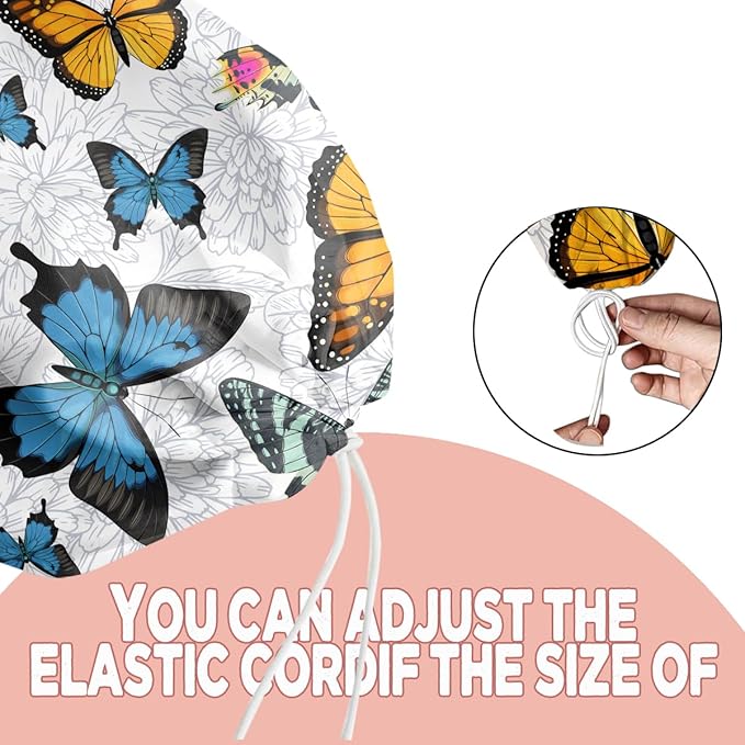2PCS Butterfly Plastic Bag Holder, Wall Mount Grocery Bag Holder for Storage bag, Washable Storage Organizer Reusable Grocery Bags, Pull Rope Free Adjustment, Butterfly Gifts for Women Mom Sister