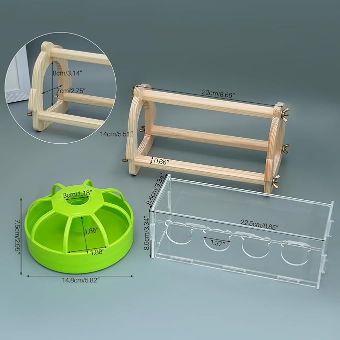Chicken Feeder and Waterer Kit with Baby Chicken Perches Freestanding Roosting Bar Wooden Chicken Jungle Gym Bar Baby Chick Stand Training Perch Chicken Toys Chick Perch for Brooder Coop Hens
