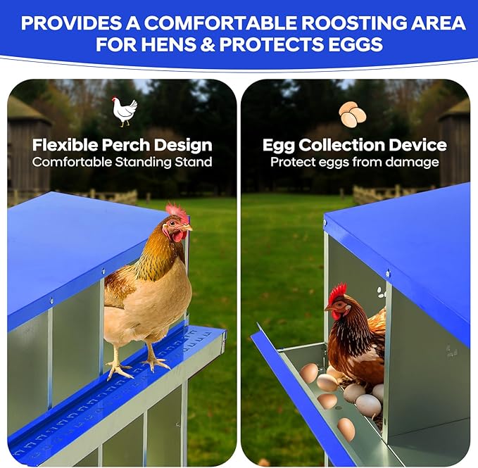 Chicken Nesting Box with Bracket Legs, 6 Compartment Nesting Boxes for Chickens, Chicken Laying Boxes to Protect Eggs, Easy to Clean & Install