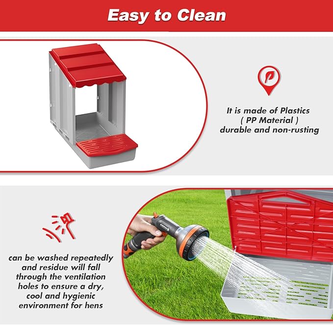 Chicken Nesting Box,1 Hole Nesting Box for Chicken Coop, Rolling Egg Collection and Protection Nesting Boxes