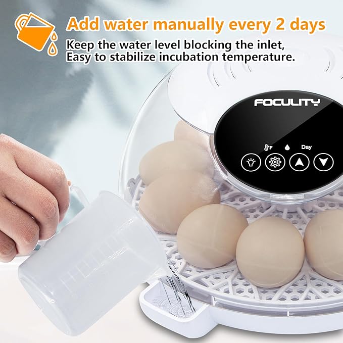 Egg Incubators for Hatching Eggs with Smart Automatic Turning Small Poultry Duck Quail 12 Eggs Chicken Incubator Temperature Days Control Humidity Display Candler Hatcher Machine, Fahrenheit