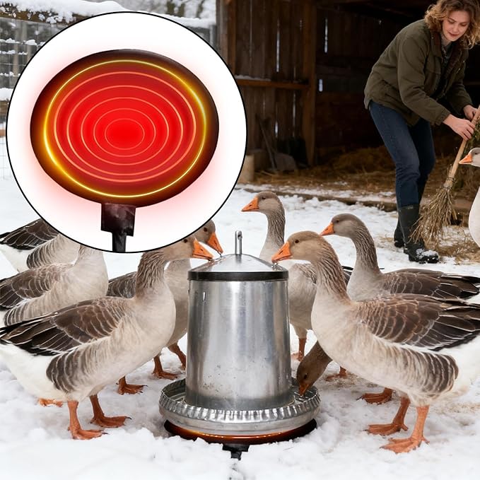 Freeze Proof Chicken Heater, Silicone Poultry Water Pad, 5.9 Inch 20W Heating with Long Cord, Quick Warm Poultry Accessory, Farm Equipment Fixture, Winter Water Solution for Outdoor Livestock