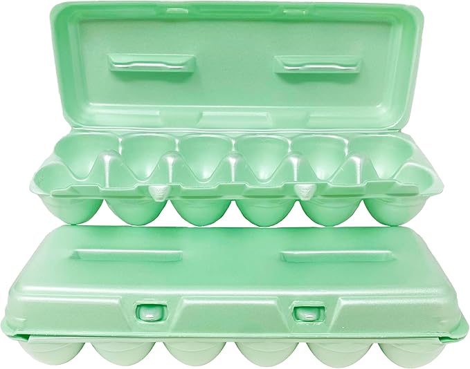 Cackle Hatchery Foam Egg Cartons for Chicken Eggs Holds 1 Dozen Eggs (Green, 50pk)