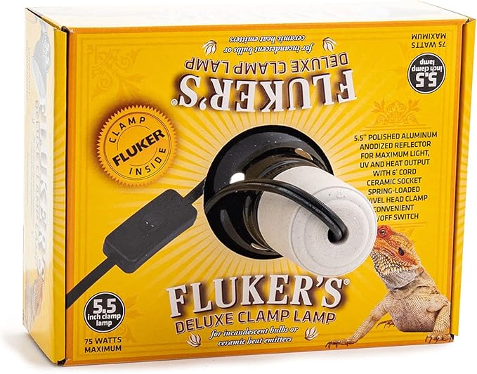 Fluker's Clamp Lamp, Heavy Duty, 75-Watt Maximum | On/Off Switch | 5.5" Diameter | Pack of 2 | UL/CUL Approved