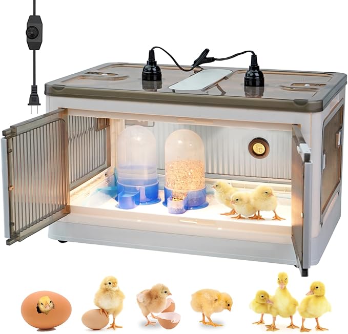 Chicken Brooder Box for Chicks Brooder Heater Chicks Warmer Brooder Plate Kit Chicken Brooder Box Tent Pen with Thermometer for 15 Ducks Bedding Indoor Quail Brooder (20”x14.17”x11.81” White)