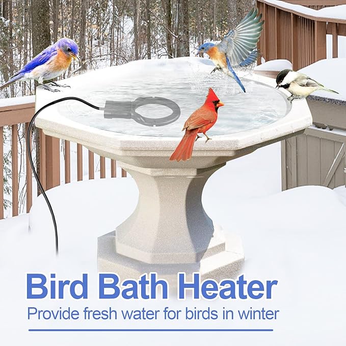 250W De-icer Submergible Bird Bath Heater Aluminum Cast for Livestock Poultry Horses, Cows, Birds, Wildlife Drinking Indoor Outdoors in Winter with 10 Foot Cord Birdbath Water Heater