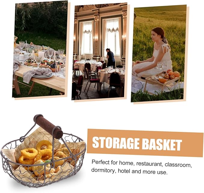 Creative Retro Storage Basket Eggs Vintage Style Holder Farmhouse Wire Basket Countertop Decorative Collecting Container
