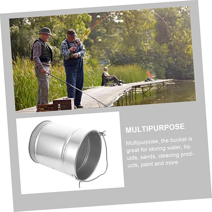 Alipis Multi-Function Heavy Duty Metal Bucket for Water Laundry and Farm Use Portable Water Container Convenient Handle for Cleaning Painting