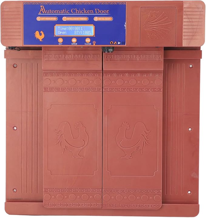 Automatic Chicken Coop Door Solar Powered Poultry Door Opener with Timer Mode Anti Pinch IP45 for Chickens Ducks Geese (Bronze)