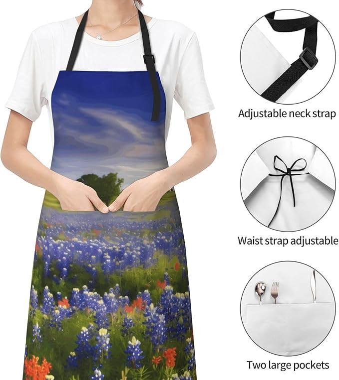 Aprons for Women with Pockets Waterproof Apron Adjustable Bib Turquoise Blue Gold Marble Apron Chef Apron