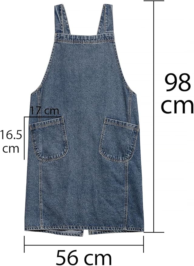 Cotton Denim Apron Soft - Unisex Adjustable Bib Apron with 5-Pockets Perfect for Kitchens