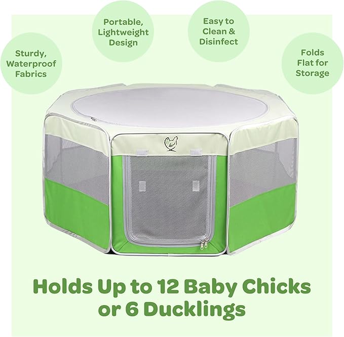 Hen Pen Pop-Up Brooder: Raise Chicks w/The Collapsible Play Pen for Small Animals, Chickens & Ducklings - Portable, Lightweight and Waterproof