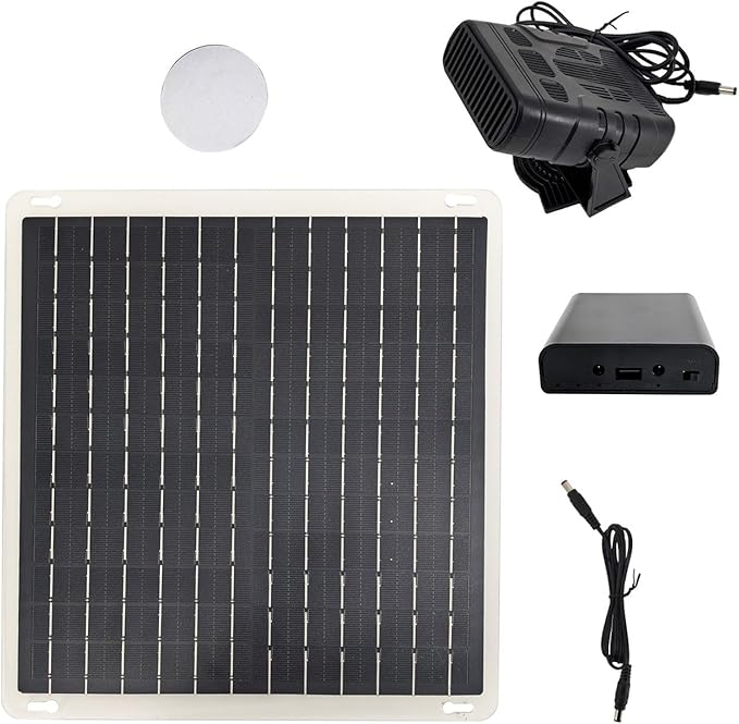 Solar Panel Heater, Efficient Portable Rechargeable Solar Heater Fan, Chicken Coop with Battery Kit for Home, Car, Greenhouse, Pet House, Shed, Animal Shelter