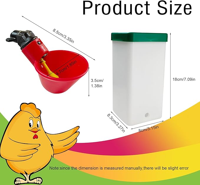 2pcs Automatic Drinker System Chick Water Cups 1L Hanging Automatic Fill Chick Cup Drinker Waterer Used for Cages