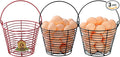 3 Pack 8 Inches Metal Mesh Wire Egg Collecting Basket with Handle Portable Garden Vegetable Fruit Storage Lightweight Hanging for Kitchen Farmhouse Gathering Picnic (MultiCorlor)