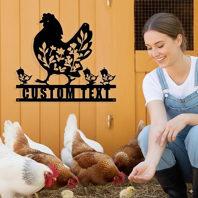 Custom Chicken Coop Metal Sign, Personalized Chicken Coop Sign for Outside, Custom Metal Hen House Farm Signs, Chickens Hen House Farmhouse Wall Art Decor
