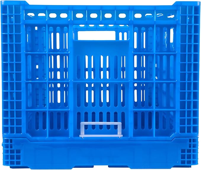 Restaurantware Plastic Milk Crates for Storage - 10 Pack - Cater Tek Stackable Storage Buns for Organizing - Collapsible Storage Basket for Groceries, Home Supplies, Blue