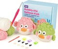 Totiro Crochet Kit for Beginners, Balloon Fish Amigurumi Starter Kit, Easy DIY Craft Set with Step-by-Step Video Tutorials, 2 Pack Crochet Pattern Learning Kit for Teens Adults Birthday Gift