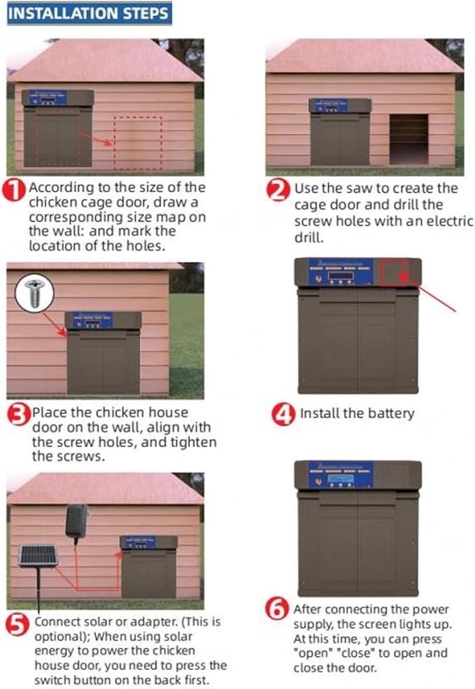Automatic Chicken Coop Door, Lightweight Durable Rust with Timer and Infrared Anti Pinch Sensor, for Chickens Ducks Geese Poultry Safety (Dark Brown)