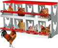 Chicken Nesting Box,Heavy Duty Metal Nest Boxes,8 Hole Roll Away Nesting Boxes,with Large Vented Holes,Wall-Mountable Chicken Coop Nesting Boxes,for Chickens,Ducks,Large Egg Boxes (Red 8 Hole)