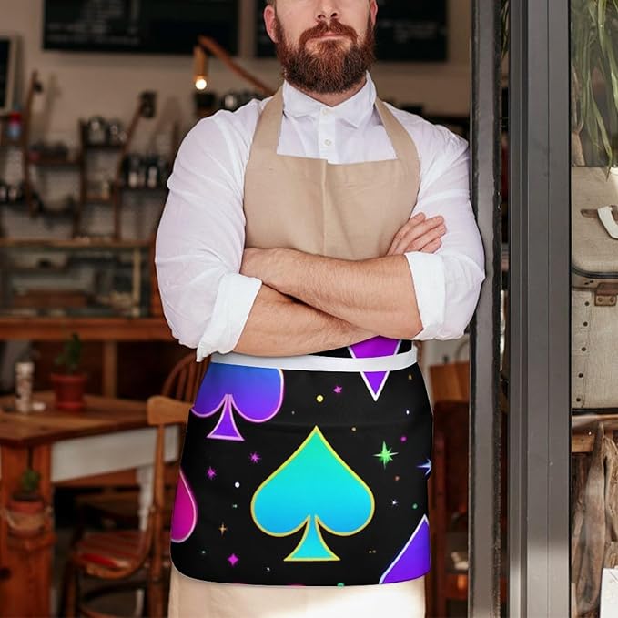 Server Waist Aprons Waitress Unisex Chef Works Half Apron with 3 Pockets