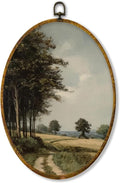 shiviody Vintage Country Landscape Canvas Wall Art Decor, Rustic Farmhouse Countryside Natural Cottagecore Scene Oval Hanging Frame Prints Decorations for Home Bedroom Living Room 8.6"x11.4"