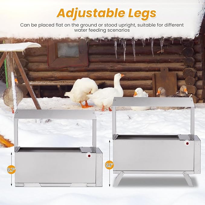 1.5 Gallon Heated Chicken Waterer Automatic Chicken Water Heater for Winter, Freeze Proof Poultry Drinker Watering System