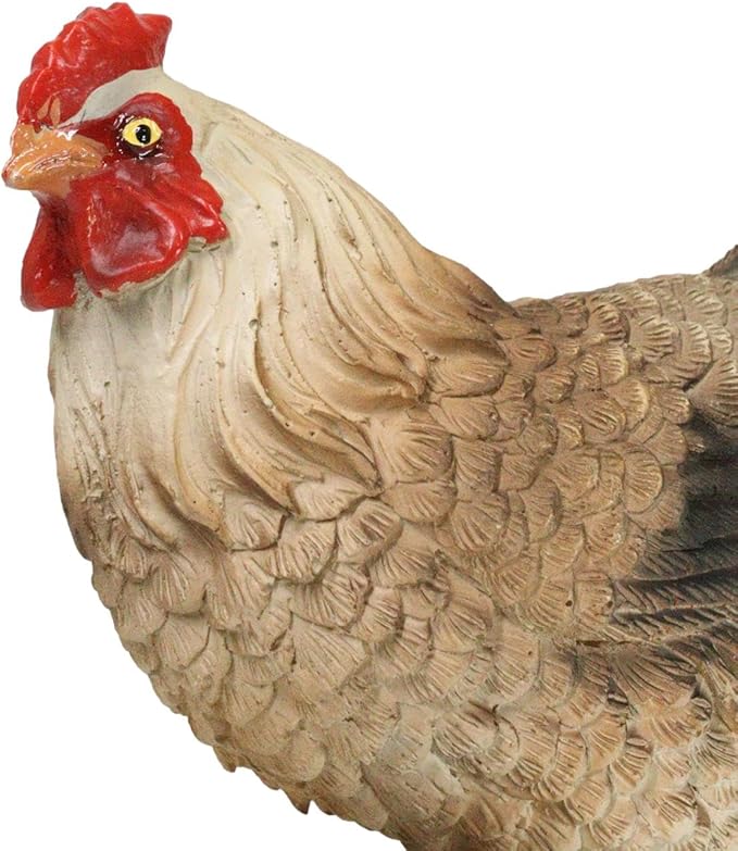 Ebros Gift Rustic Western Country Farm Light Brown Chicken Hen Figurine 4.5" Tall Chickens Roosters Kitchen Desktop Shelf Mantel Decorative Accent Sculpture in Vivid Colors