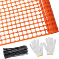 PotatoLife Plastic Mesh Fence Safety Fence, 2'x25' Roll with 50 Zip Ties, Resuable Temporary Netting for Garden Fencing, Construction, Snow Fencing, Animal Barrier, Poultry, Deer, Patio, Orange