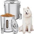 Maxdot 2 Pack 304 Stainless Steel Pet Food Storage Containers, 33lb/15kg & 55lb/25kg Extra Large Metal Dog Food Bins with Lids and Handle for Dogs Cats and Bird Feed, Odor-free, Easy to Clean
