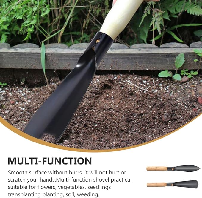 BESPORTBLE 2 Pcs Gardening Spade Tools with Wooden Handles, Metal Handheld Planting Shovels for Vegetable Transplanting and Flower Planting, Sturdy Farm Garden Hand Tools for Outdoor Soil