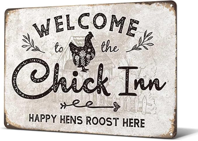 Heuhuww Funny Chicken Decor Chicken Coop Sign Farmhouse Roost Decor for Outdoor Farm Fence Hen Lovers 12"x 8" (H10)