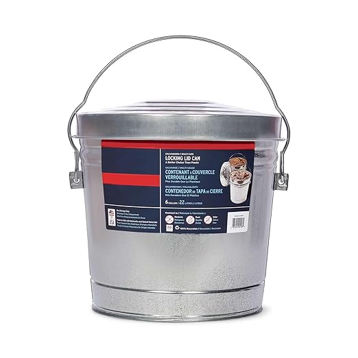 Galvanized Steel Locking Lid Storage Can, 6-Gallon