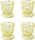 Honbay 4PCS Stainless Steel Spring Wire Tray Egg Cups Holder Serving Cup Egg Tray for Egg (gold)