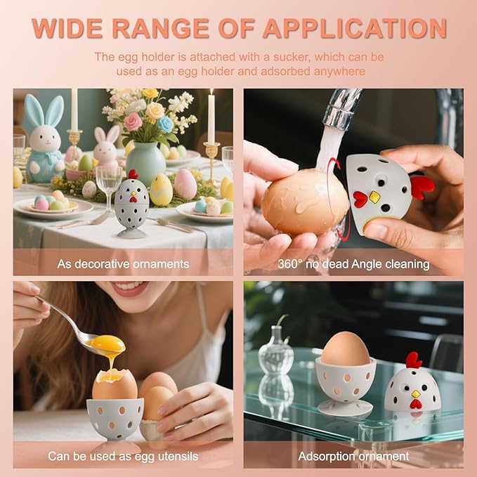 Silicone Egg Wash and Scrub Brusher 4PCS, Reusable Cute Chick-Shaped Cleaning Scrubber Tool for Fresh Eggs, Chicken Duck Fruit and Vegetable(Grey)