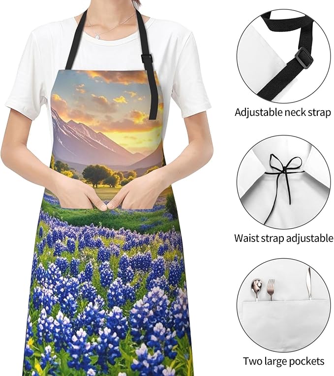 Waterproof Apron Adjustable Bib for Women Men Tractor farm Cooking Aprons Chef Bibs with 2 Pocket
