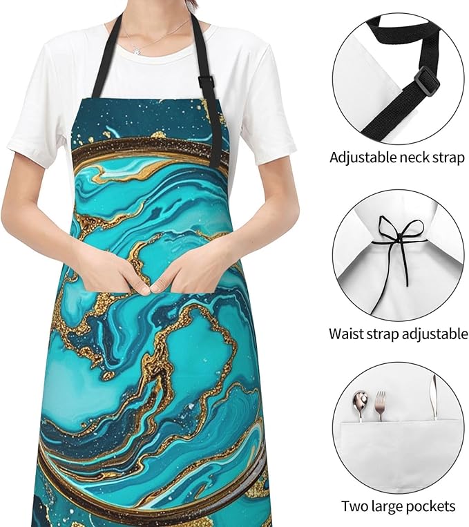 Waterproof Apron Adjustable Bib for Women Men Vintage Nautical White Ship Cooking Aprons Chef Bibs with 2 Pocket