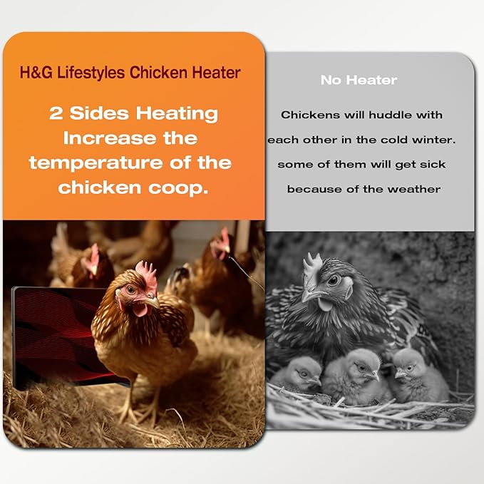 H&G lifestyles Chicken Coop Heater, Cozy Coop Heater for Winter, Radiant Heat Panel with Adjustable Temperature,Poultry Warmer for Indoor and Outdoor Use