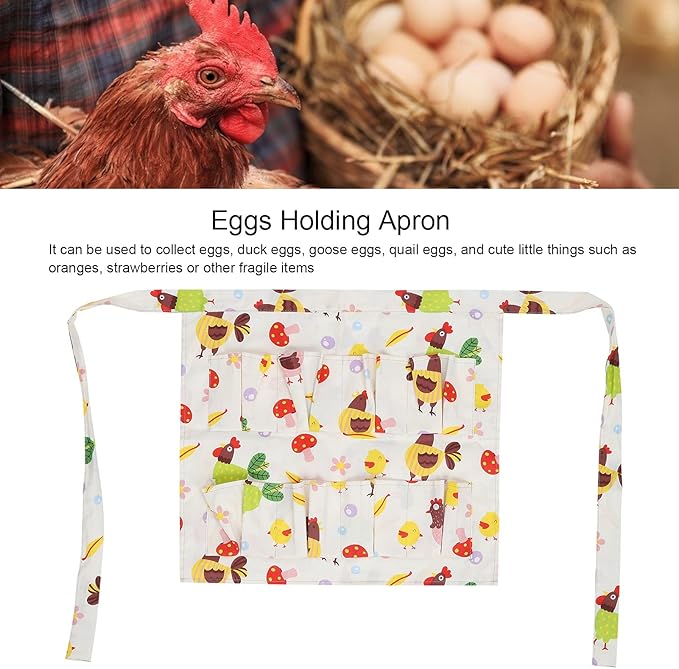 Eggs Collecting Protective Apron, Cotton Twill, Multiple Pockets, Durable Design - Practical Aprons for Women Cooking Apron, Ideal for Egg Gathering and Farm Work (Medium: Approx. 17.6x16.2x10cm /