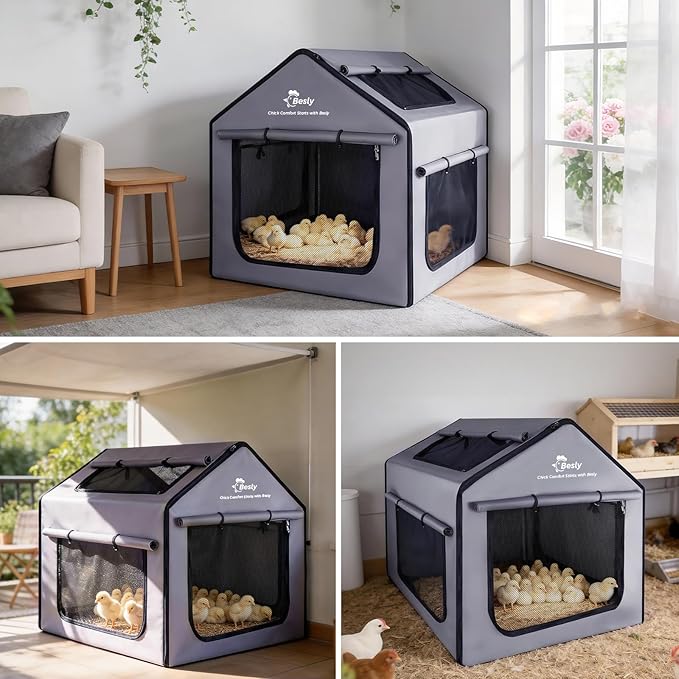 Brooder Box for Chick, 29"x29"x29" X-Large Chicken Brooder for 15-20 Chicks, Breathable Mesh Ventilation, Waterproof Removable Bottom Mat, Assembly Required, Easy Set up