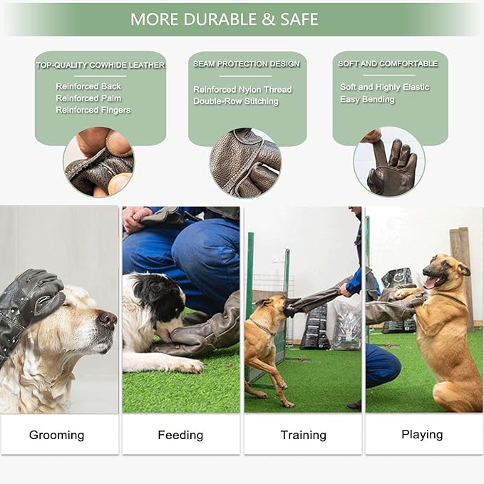 Animal Handling Gloves Bite Resistant, 60cm/ 23.6in Bite Proof Glove for Gardening, Grabbing Cat/Dog/Bird/Snake/Lizard/Falcon/Reptile, Anti-Bite Work Gloves (Upgrade, Deep Color)