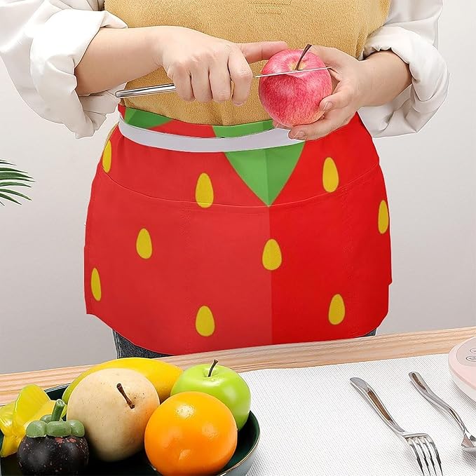 Server Waist Aprons Waitress Unisex Chef Works Half Apron with 3 Pockets