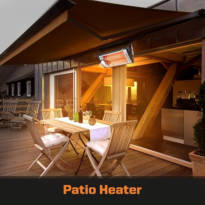 Shinic 2 Packs Electric Garage Heaters, 1500W/750W Ceiling Mounted Heater Radiant Heaters with Halogen Light, 90 Degree Rotation, 5 Mode Settings, Space Heater for Garage, Shop, Large Room and Patio