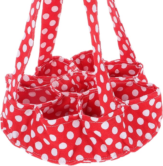 Homoyoyo Egg Collecting Basket with 9 Fabric Pockets Chicken Egg Holder Farm and Home Use Red Polka Dot Design